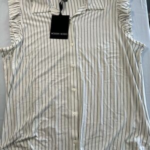 Modern Works Women's Striped Blouse - White and Black